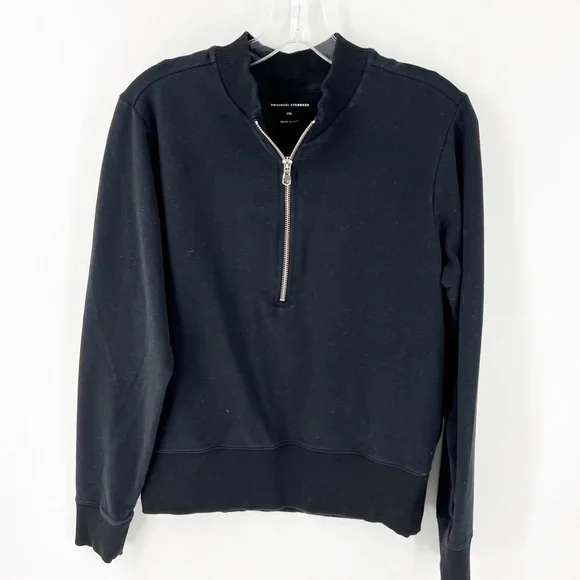 ✅Universal Standard Sweatshirts | Womens Zoe Half Zip Funnel Neck Pullover Black - Picture 2 of 6